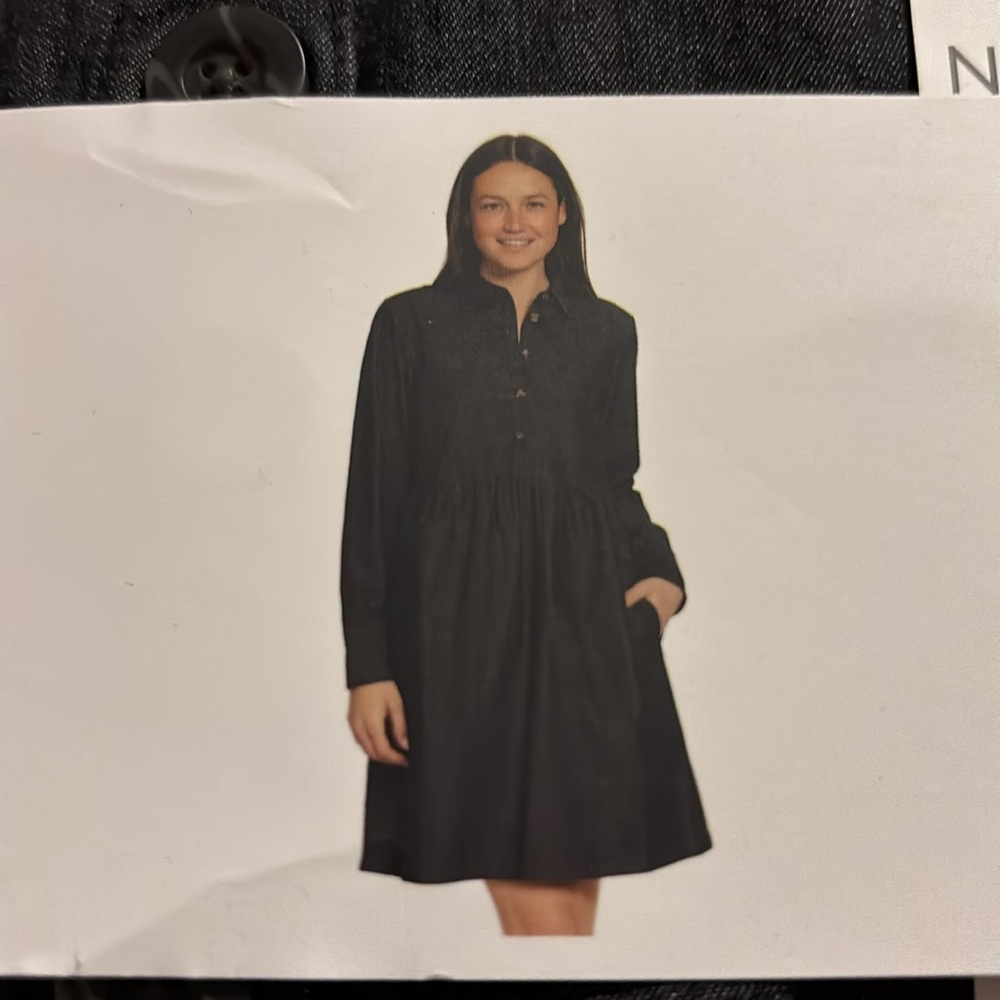 Nine West Black Denim Chambray Long-Sleeve Dress - NWT
